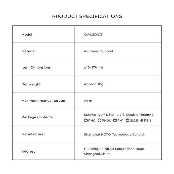 HOTO Pocket Precision Screwdriver SE